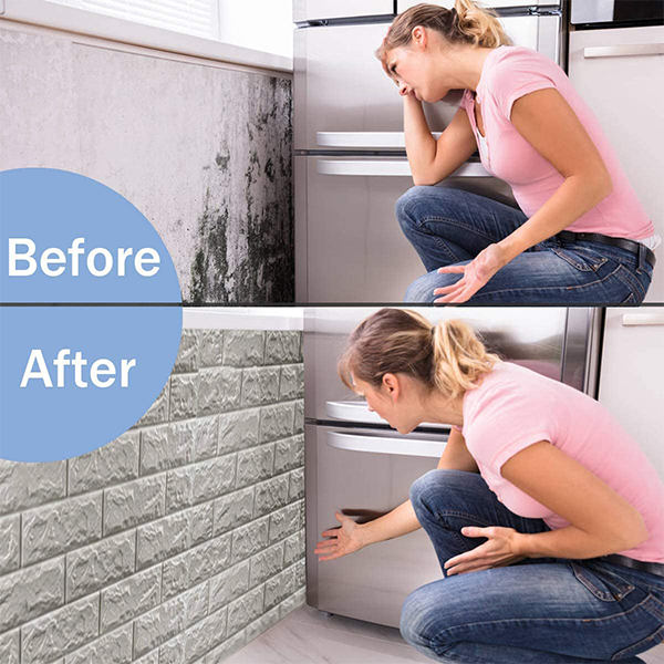 3DBrickWall, триизмерни стикери за стена с тухлен ефект (5 бр.) - Image 3