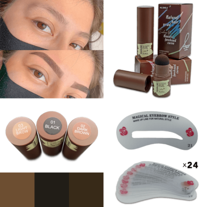 BROWSTAMP-TR, Комплект за оформяне на вежди с шаблони и пигмент - Image 3