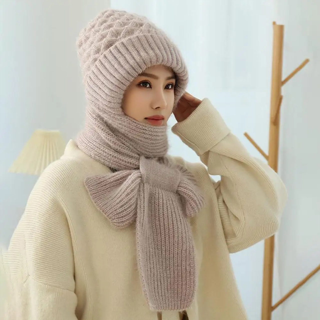 CapScarf, дамска зимна шапка с пришит шал - Image 2