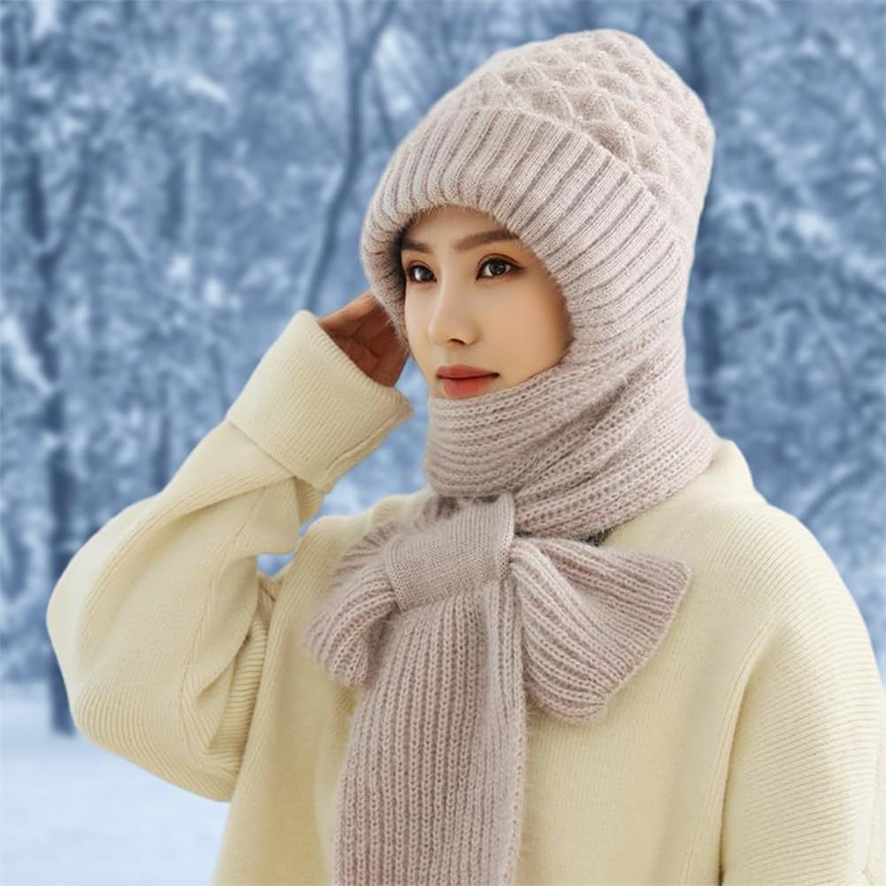 CapScarf, дамска зимна шапка с пришит шал - Image 5