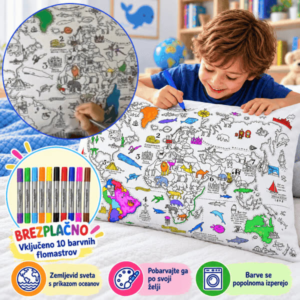 Оцвети своята възглавница – Карта на света, ColoringPillow - video