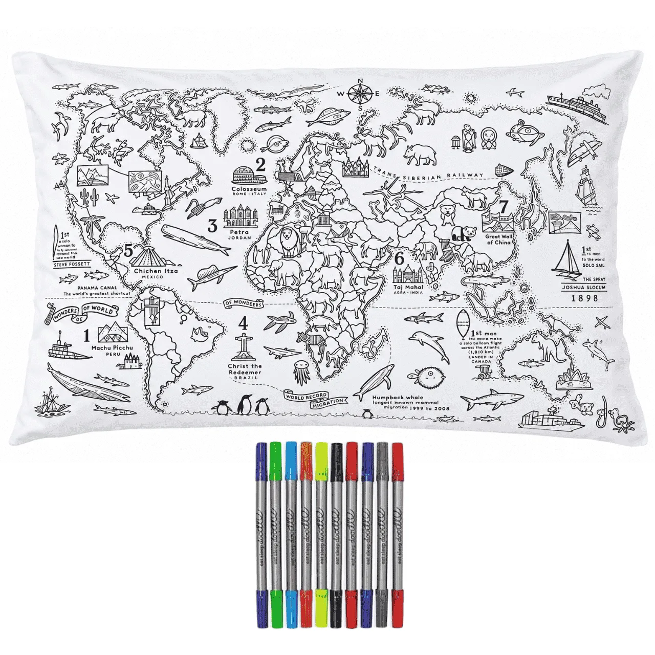 Оцвети своята възглавница – Карта на света, ColoringPillow - Image 2