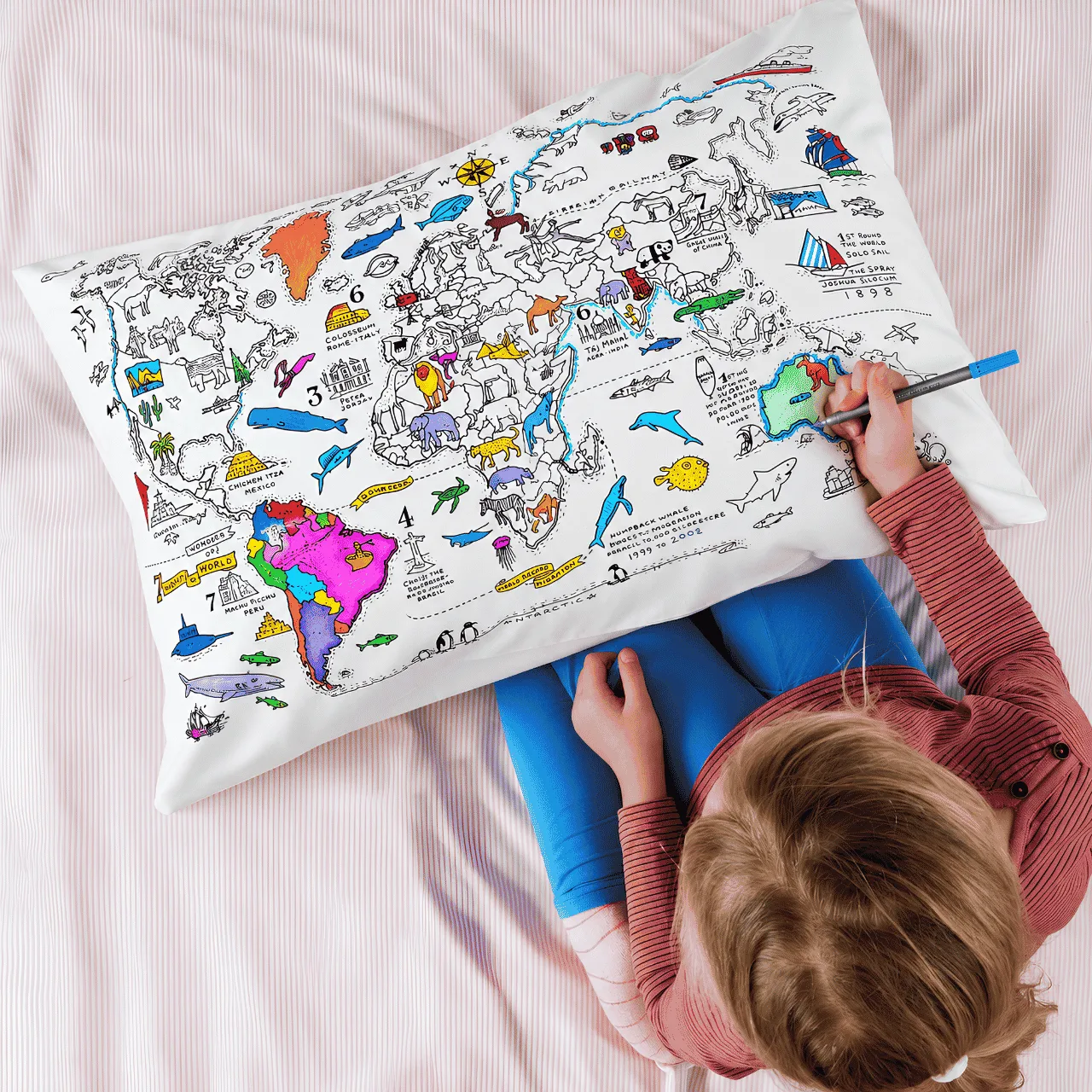 Оцвети своята възглавница – Карта на света, ColoringPillow - Image 4