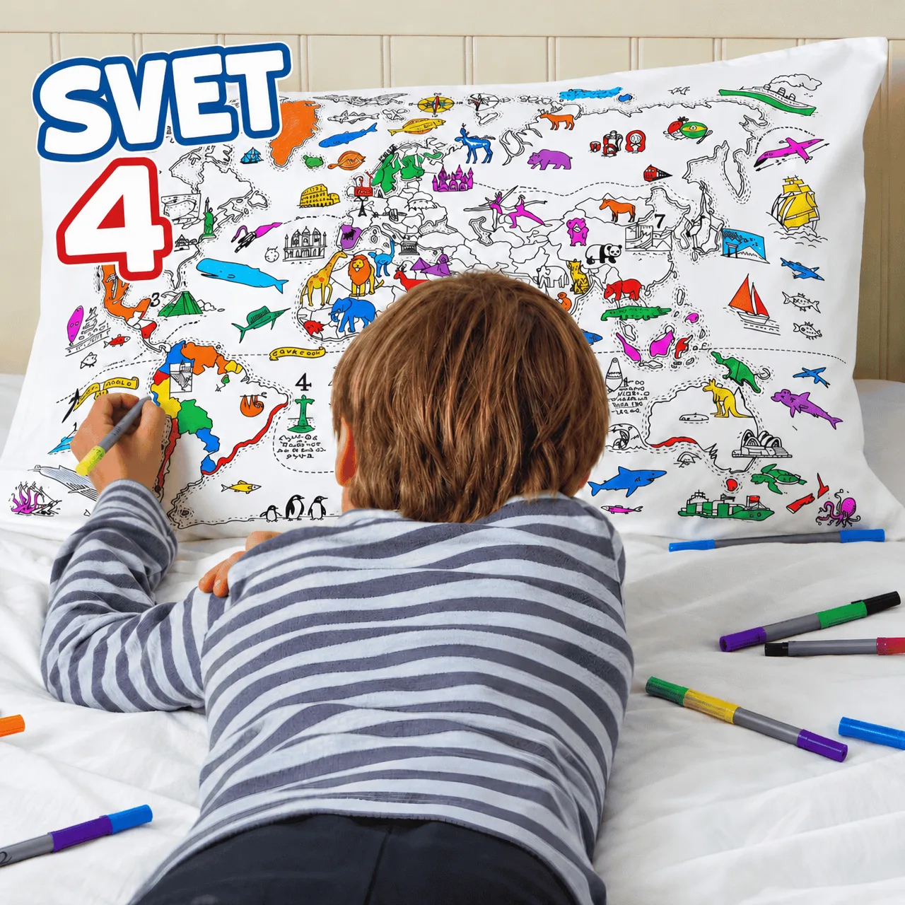 Оцвети своята възглавница – Карта на света, ColoringPillow - Image 5