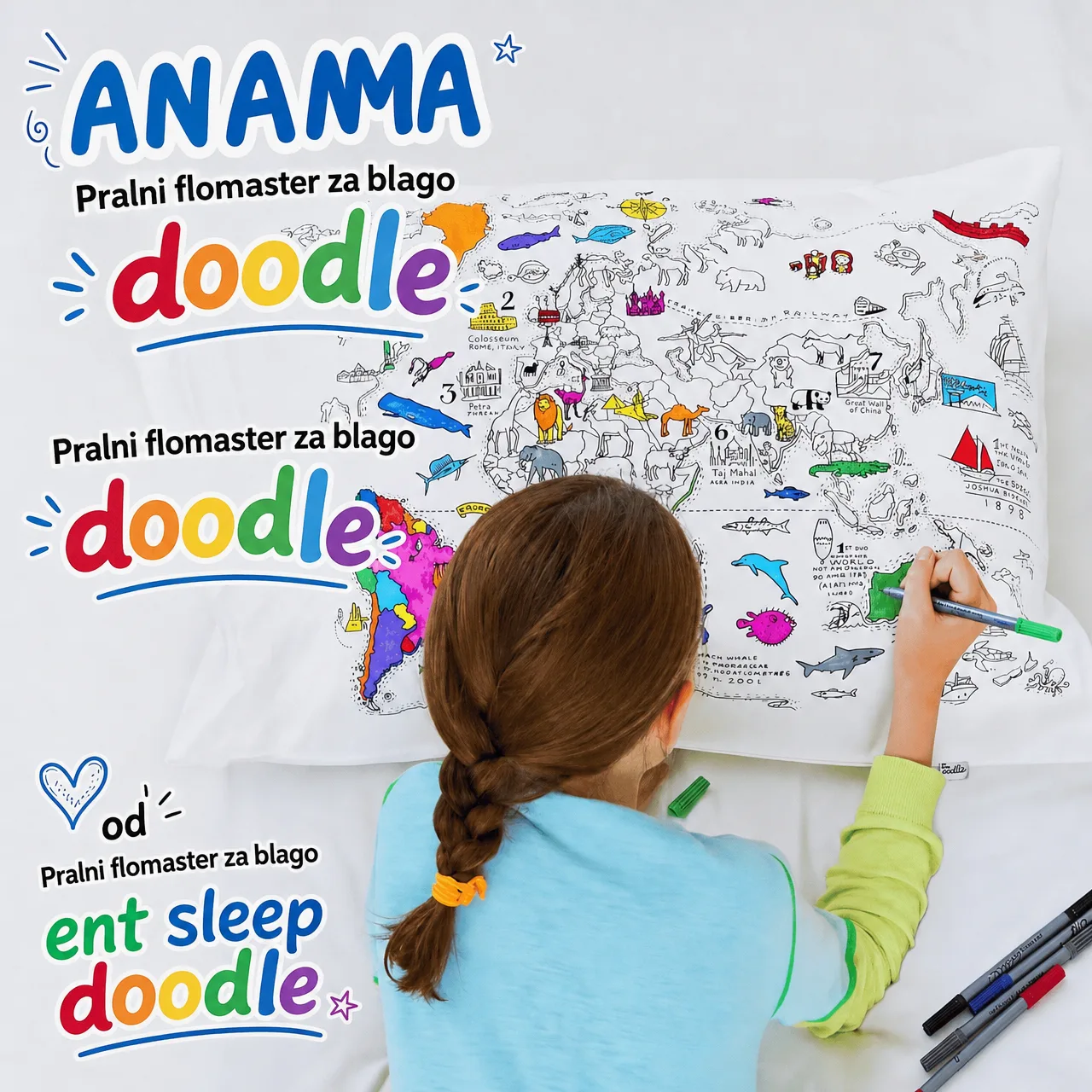 Оцвети своята възглавница – Карта на света, ColoringPillow - Image 6