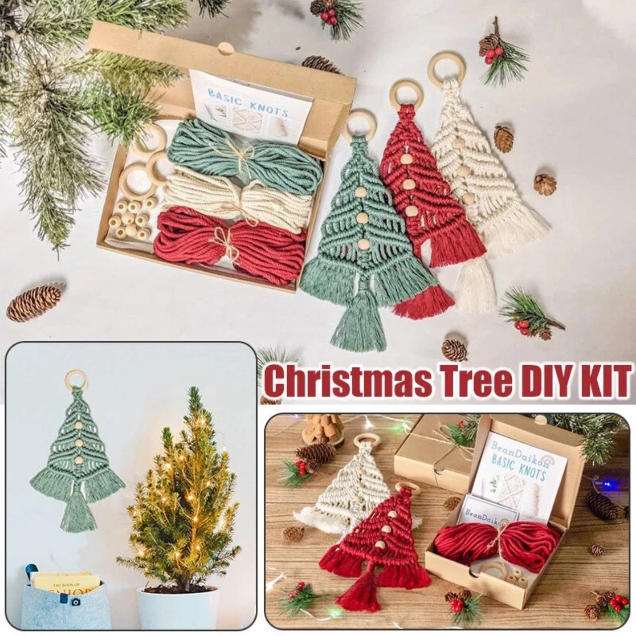 CraftKit, комплект за коледни макраме орнаменти - Image 2