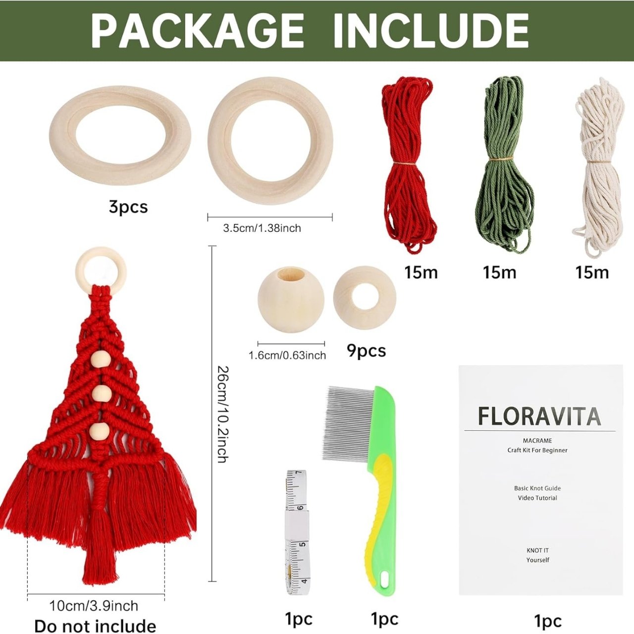 CraftKit, комплект за коледни макраме орнаменти - Image 4