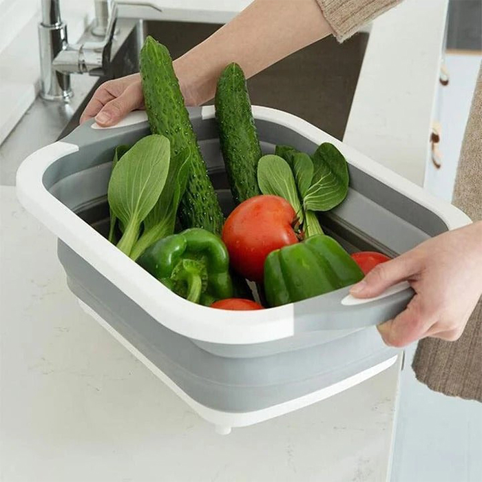 FoldableStrainer, мултифункционална цедка, контейнер за съхранение и дъска за рязане в едно - Image 2