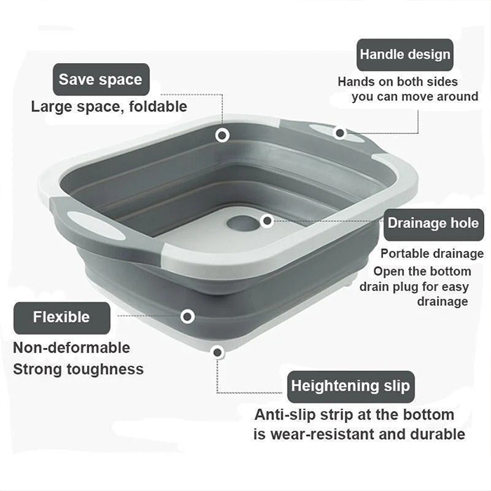 FoldableStrainer, мултифункционална цедка, контейнер за съхранение и дъска за рязане в едно - Image 8