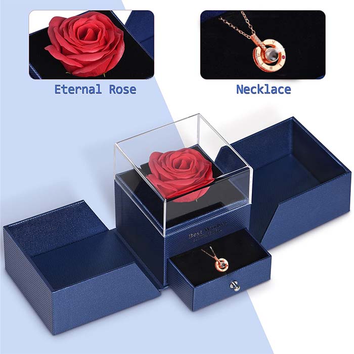 GiftBox, огърлица с подаръчна кутия и красива изкуствена роза - Image 4