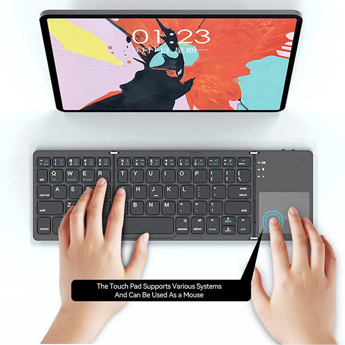 Клавиатурата е съвместима с Windows, Android, iOS и Mac и просто се свързва с вашето умно устройство чрез Bluetooth!