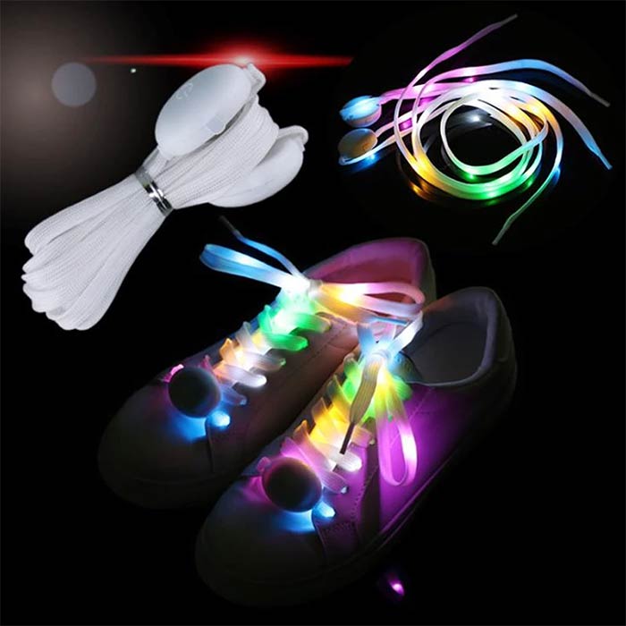 LedLaces, блестящи връзки за обувки - бели с цветни LED светлини - Image 7