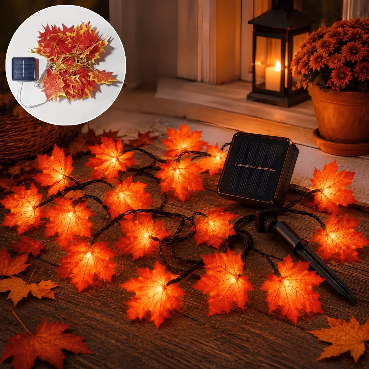 Соларна LED светлинна верига с есенни листа, MapleLeaf - Image 5