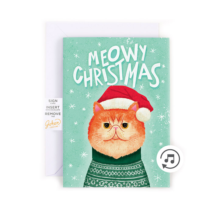 MeowCard, забавна звукова Коледна картичка с котка - Image 1