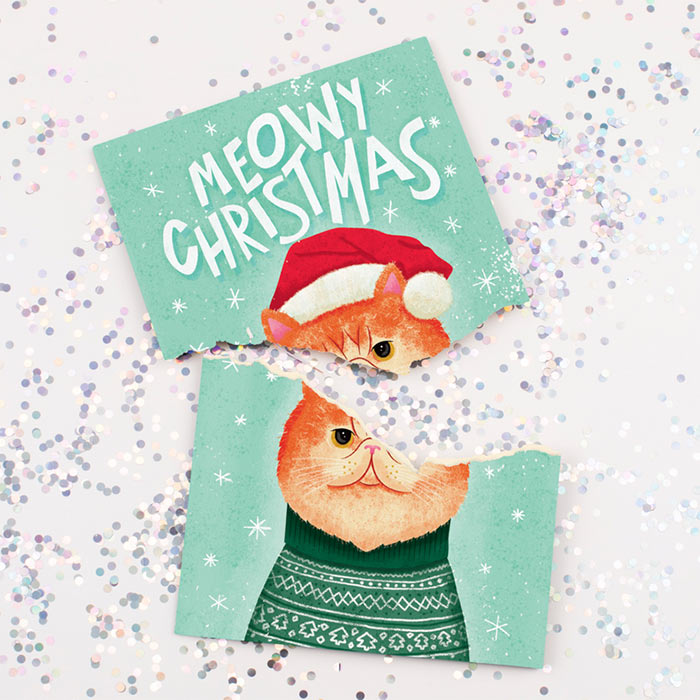MeowCard, забавна звукова Коледна картичка с котка - Image 4
