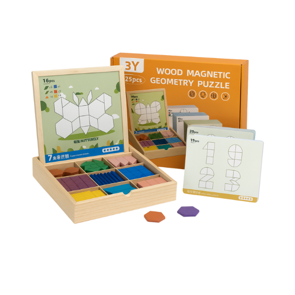 PUZZGEO, Магнитен дървен пъзел комплект (225 части) - Image 4