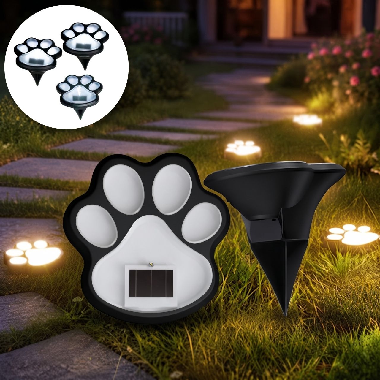 Соларни LED лампи с форма на лапички, Paws - Image 3