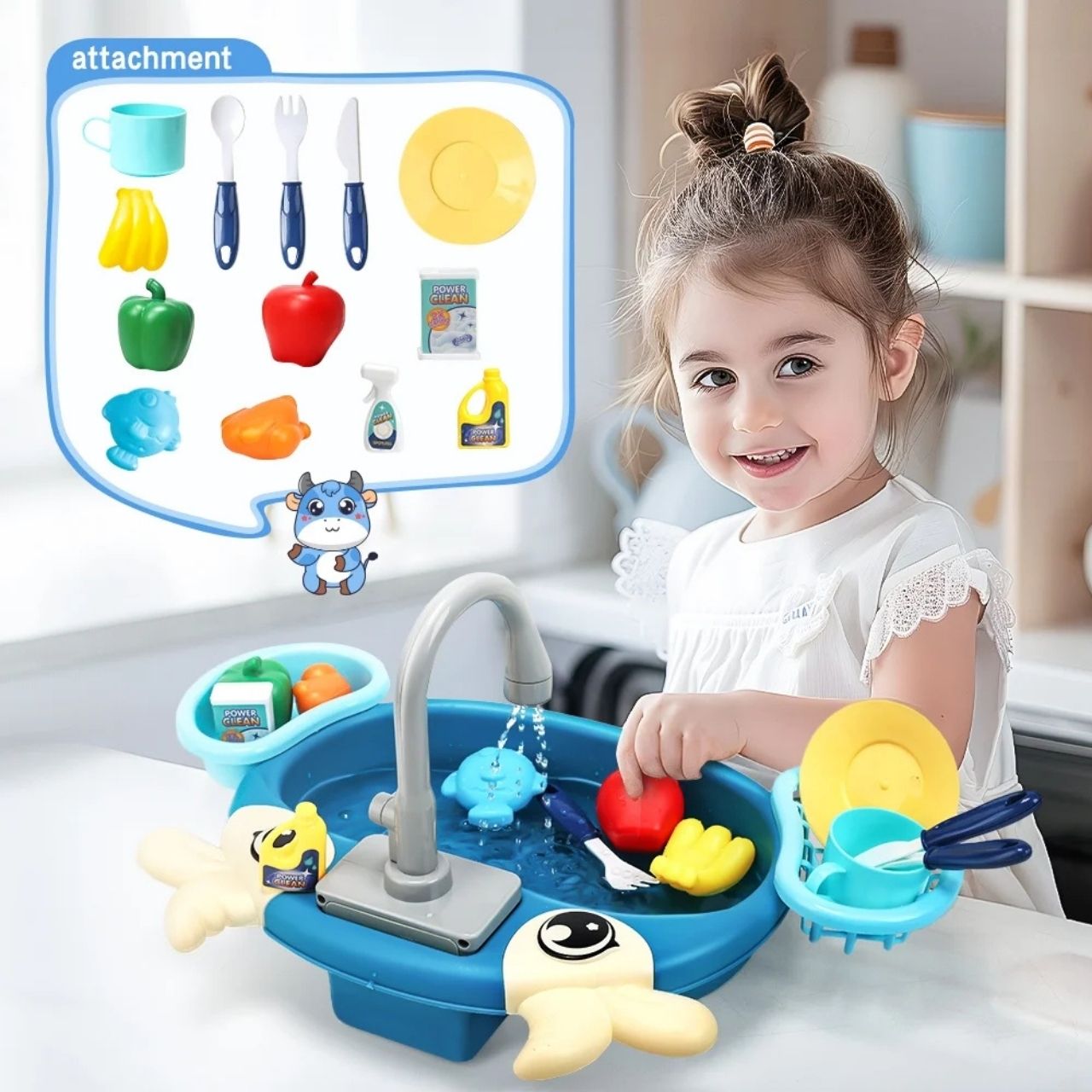 PlaySink, детски кухненски комплект с мивка - Image 4