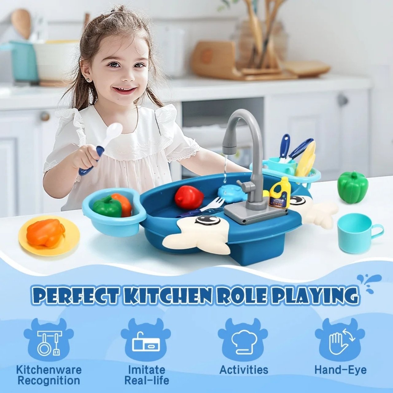PlaySink, детски кухненски комплект с мивка - Image 6