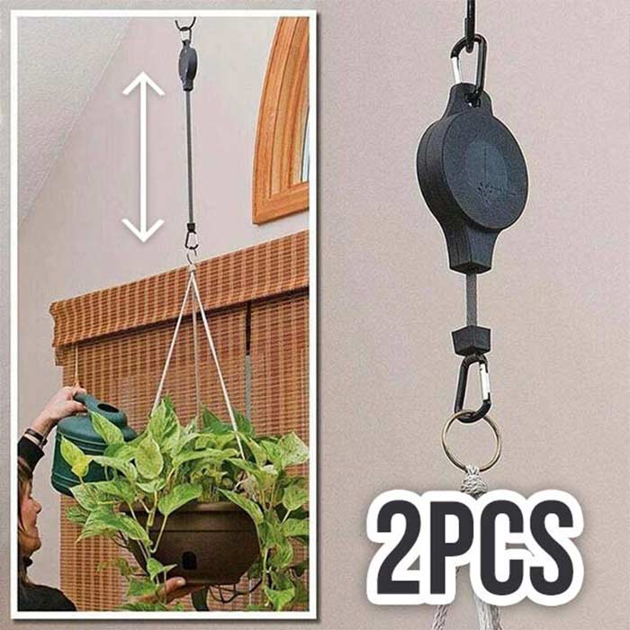 PullGarden, комплект от 2 куки за висящи растения с разтегателен ремък - Image 2