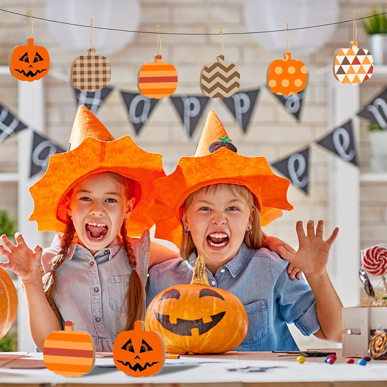 Pumpkins, дървени плочки с форма на тикви, за да създадете свои собствени (10 броя) - Image 2