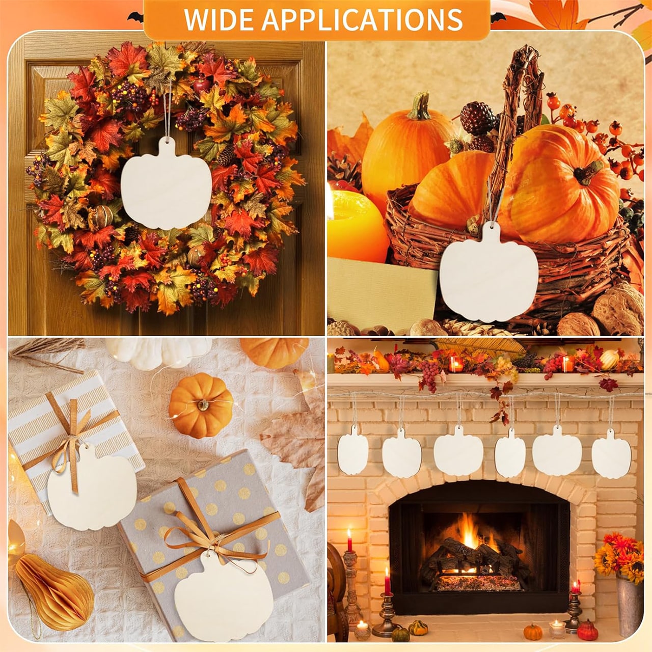 Pumpkins, дървени плочки с форма на тикви, за да създадете свои собствени (10 броя) - Image 3