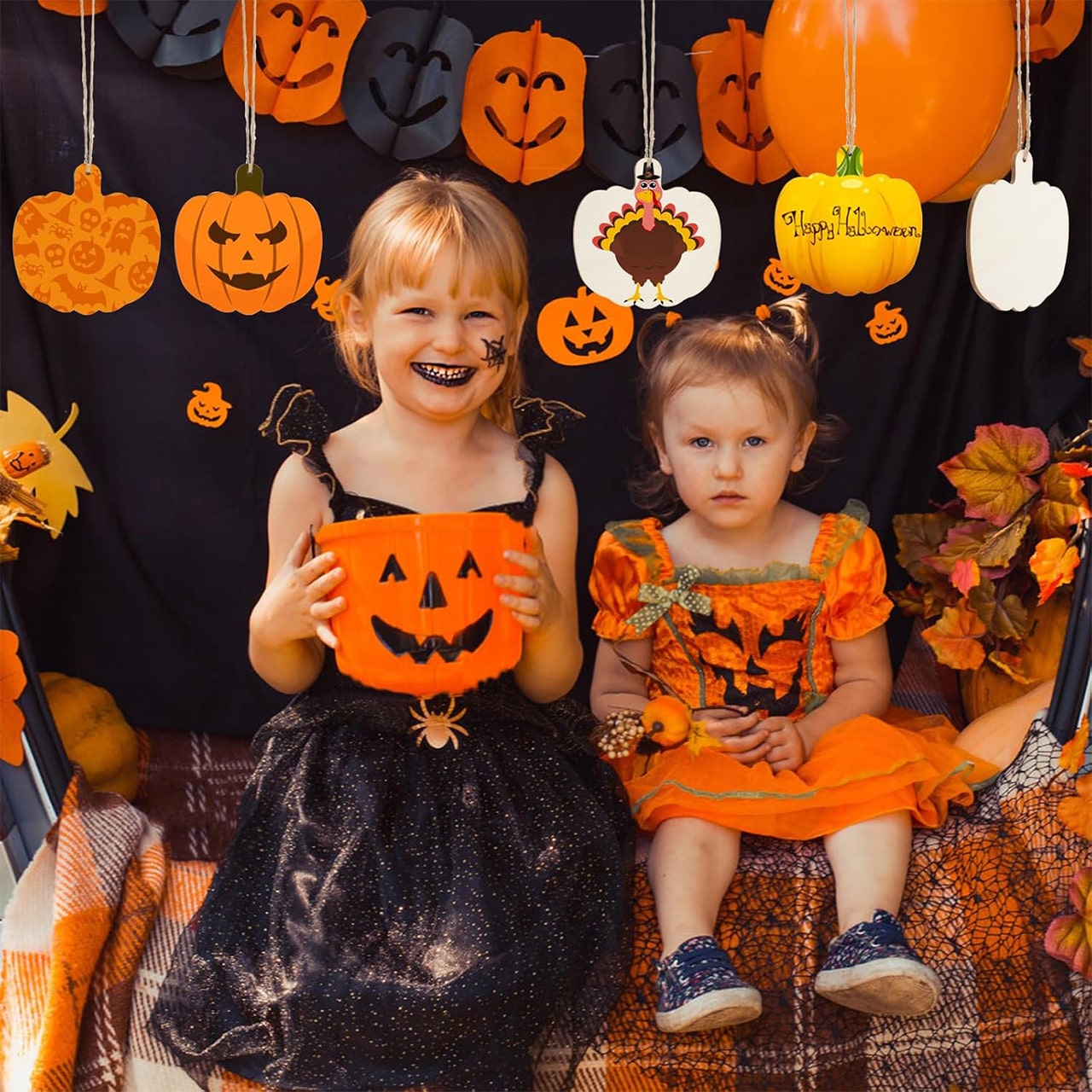 Pumpkins, дървени плочки с форма на тикви, за да създадете свои собствени (10 броя) - Image 4