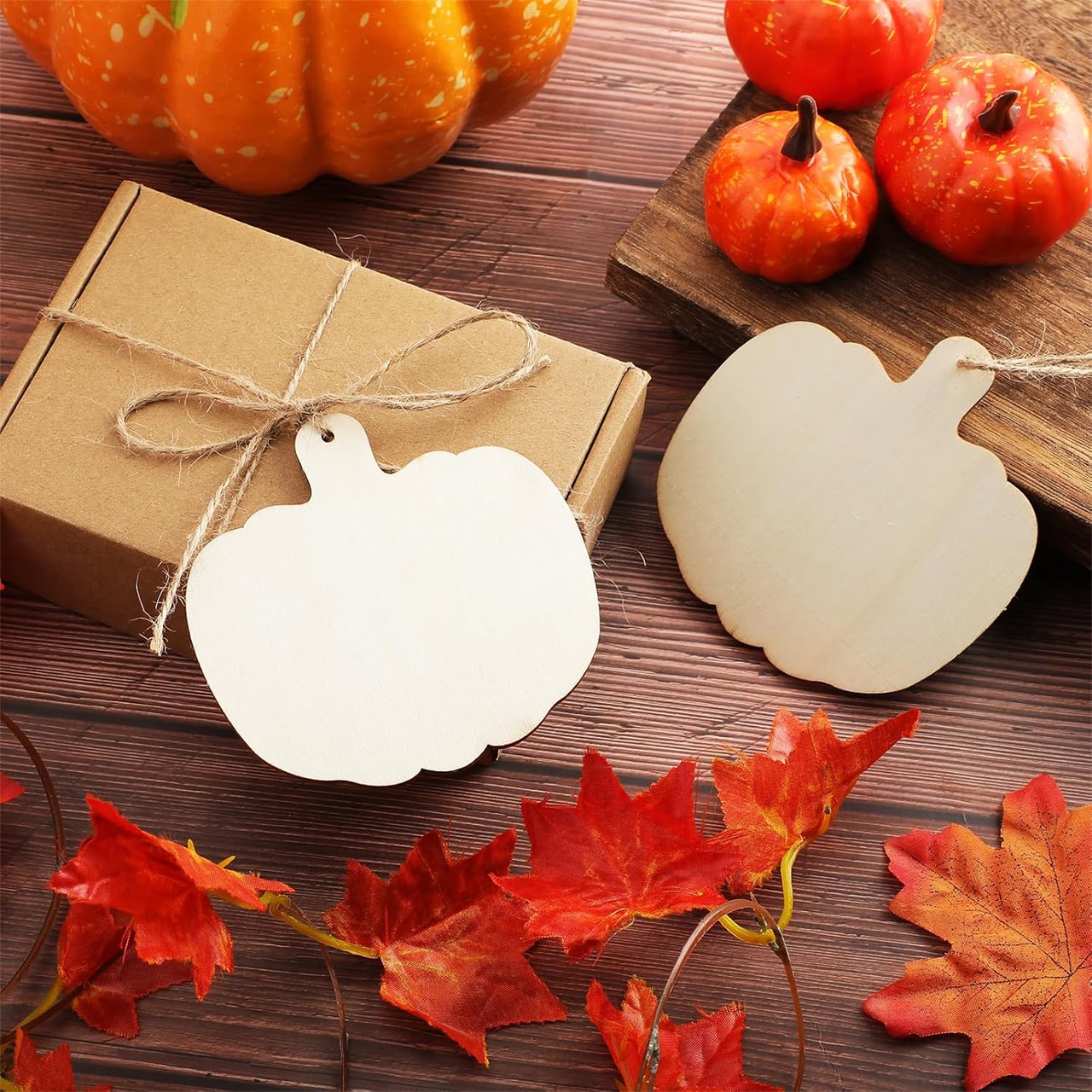 Pumpkins, дървени плочки с форма на тикви, за да създадете свои собствени (10 броя) - Image 5