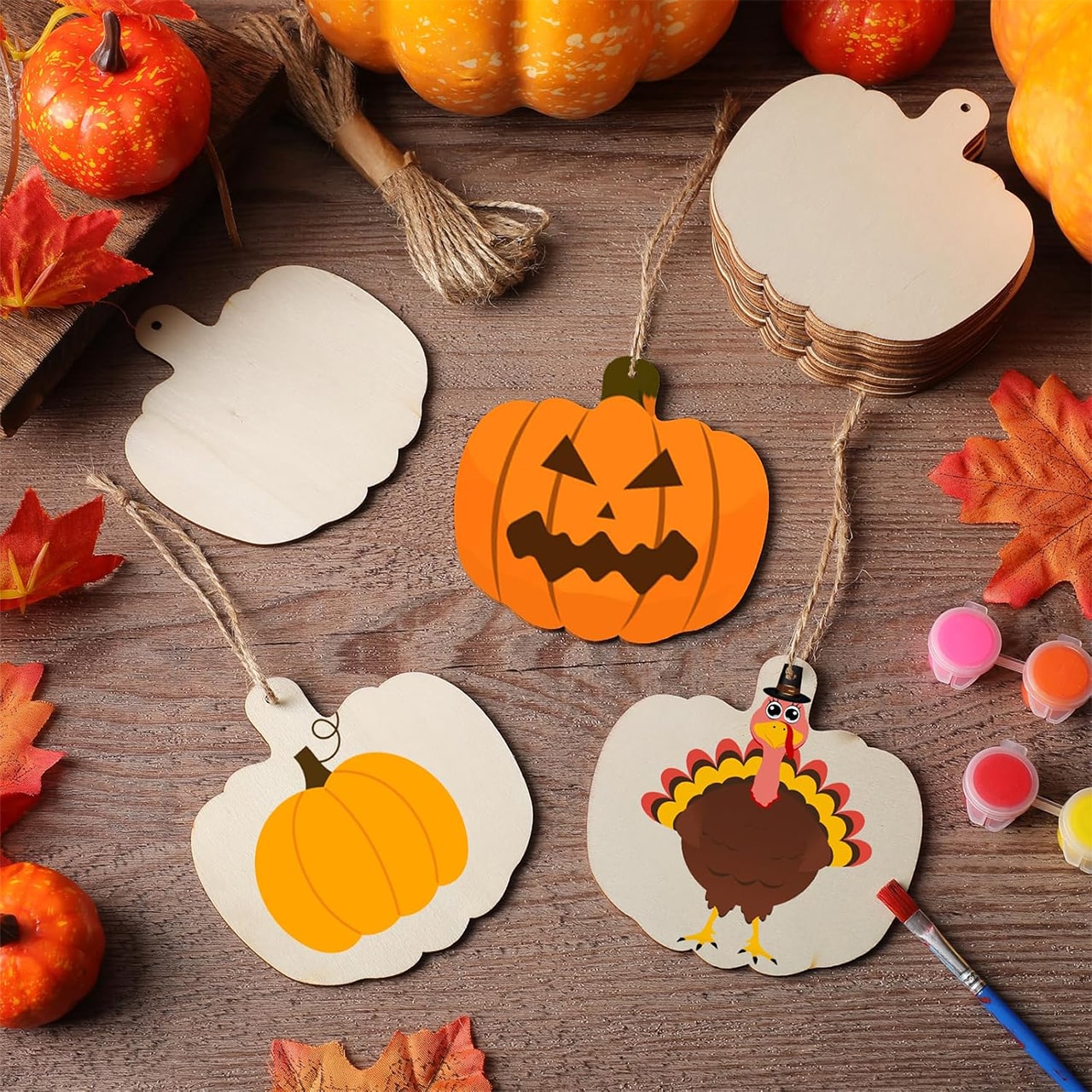 Pumpkins, дървени плочки с форма на тикви, за да създадете свои собствени (10 броя) - Image 6