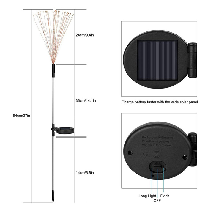 SolarFireworkLamp, слънчева лампа (90 LED светлини) - Image 2