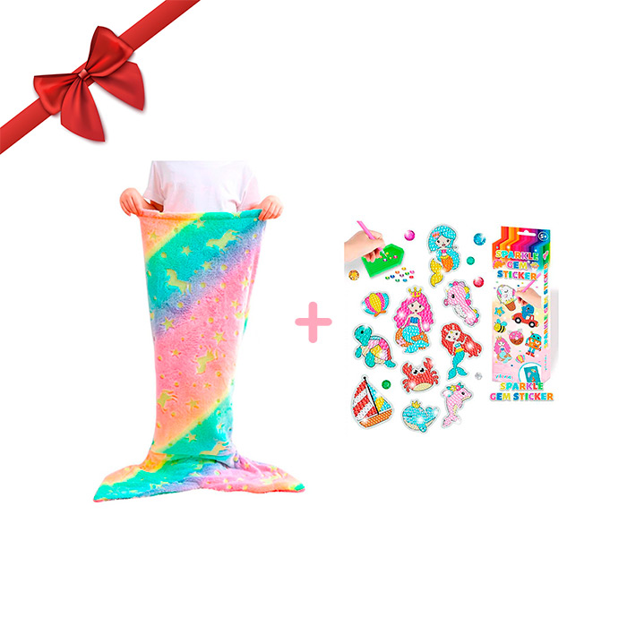 SparkleMermaid, подаръчен комплект с одеяло за момиче и комплект за създаване на диаманти и стикери БЕЗПЛАТНО - Image 2