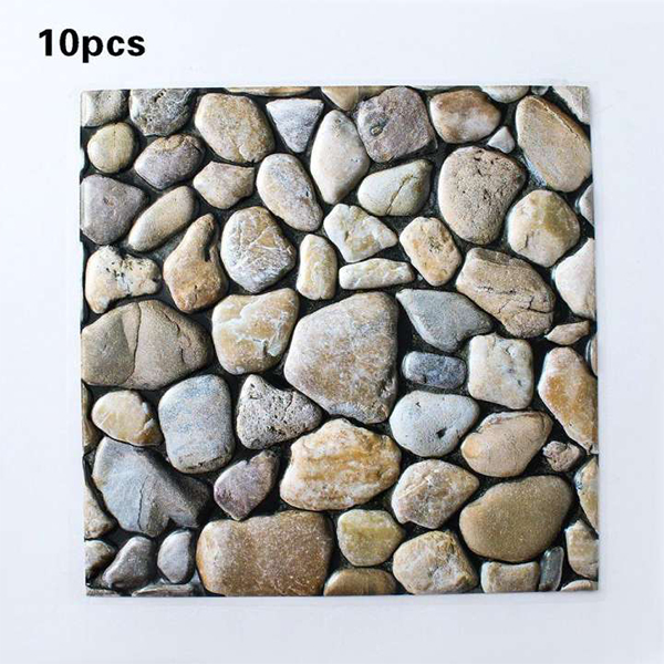 Stones3DWallpaper, триизмерни стикери за стена с имитация на камък (10 бр.) - Image 3
