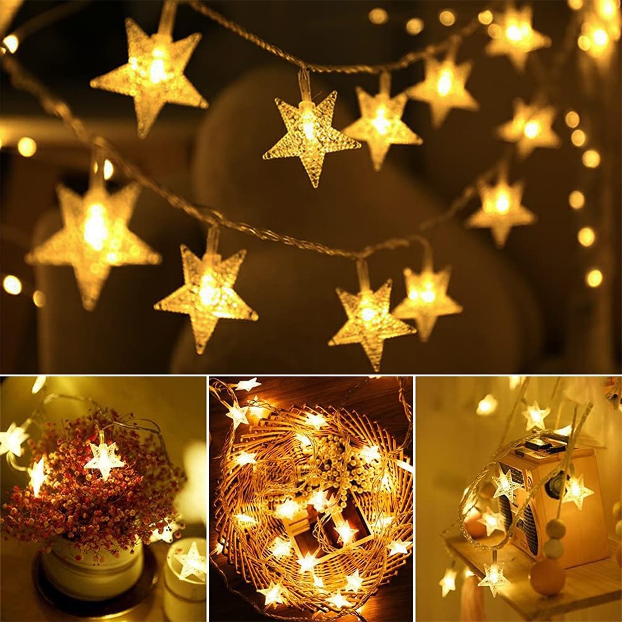 Twinkles, светлинна верига с лампички с форма на звезда (6 м) - Image 5