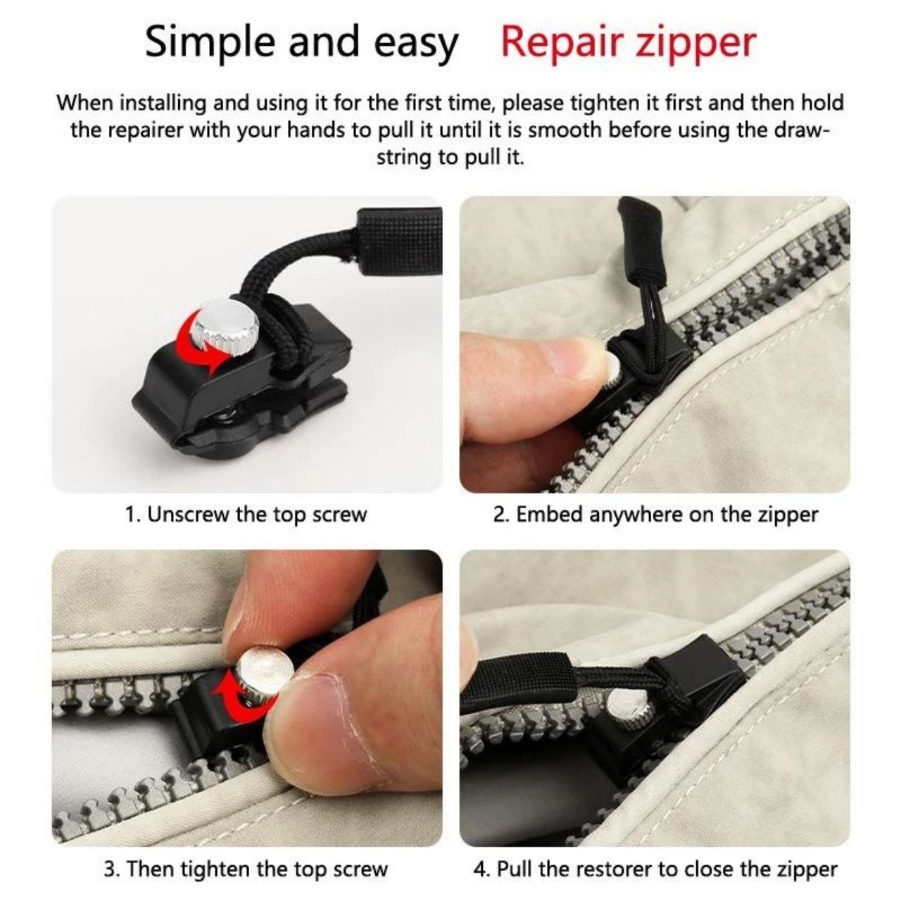 ZipFix, комплект за ремонт на ципове с много приложения (12 части) - Image 4