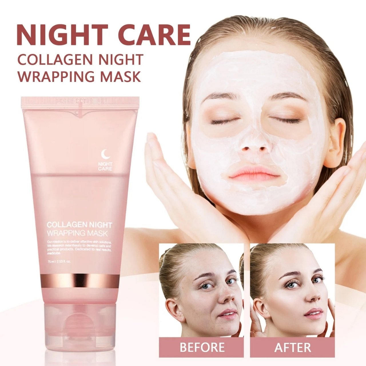 CollagenMask, колагенова нощна отлепваща се маска за лице (1+1 БЕЗПЛАТНО) - Image 5