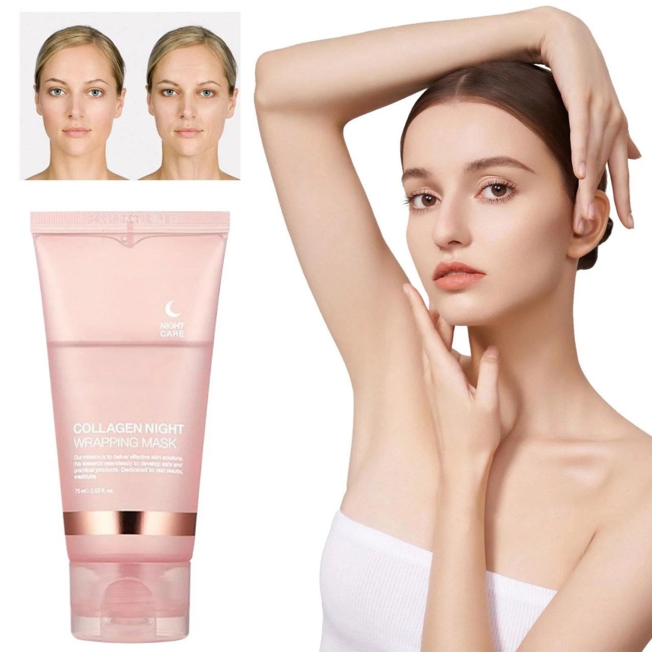 CollagenMask, колагенова нощна отлепваща се маска за лице (1+1 БЕЗПЛАТНО) - Image 4